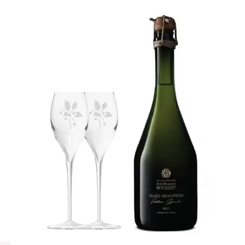 Bouteille de champagne et flûtes personnalisées