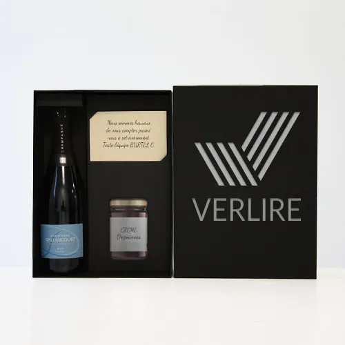 Coffret champagne gastronomie personnalisé luxe