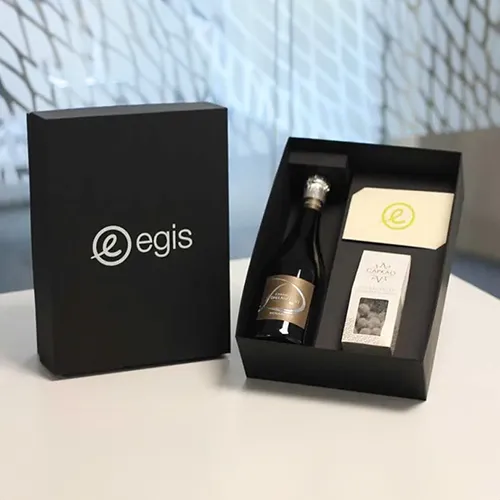 Coffret champagne chocolat personnalisé luxe EGIS