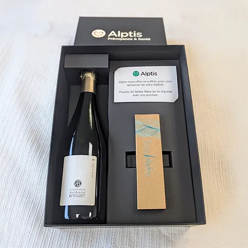 Coffret champagne chocolat personnalisé luxe