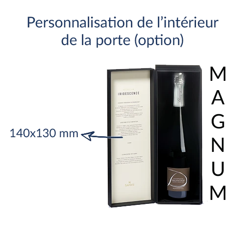 Coffret champagne luxe magnum personnalisation intérieur du couvercle