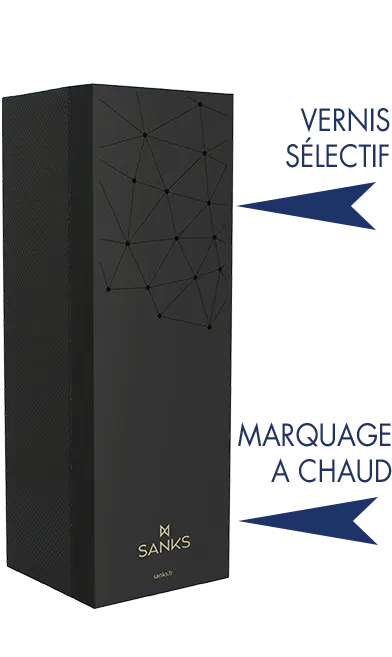 Exemple de marquage à chaud et vernis sélectif sur coffret